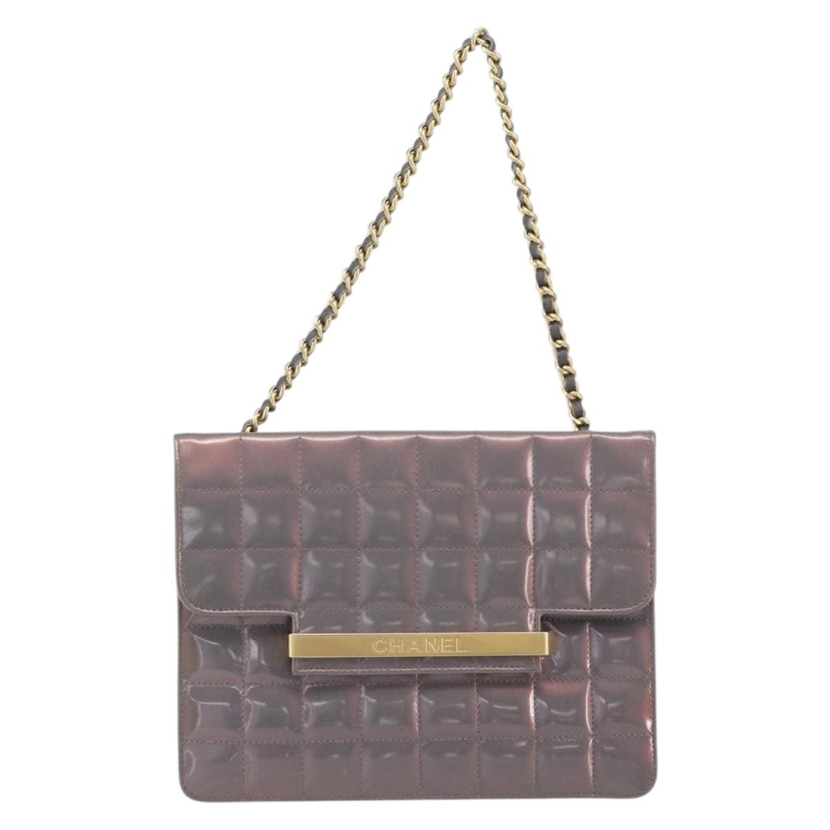 Chanel Chocolate Bar Chain Flap Bag Quilted Patent, PURPLE, PATENT_LEATHER, Handbag