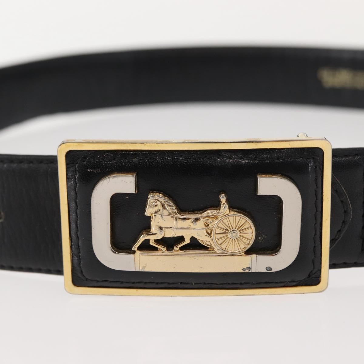 Celine Belt Leather with Metal, BLACK, LEATHER, Belts