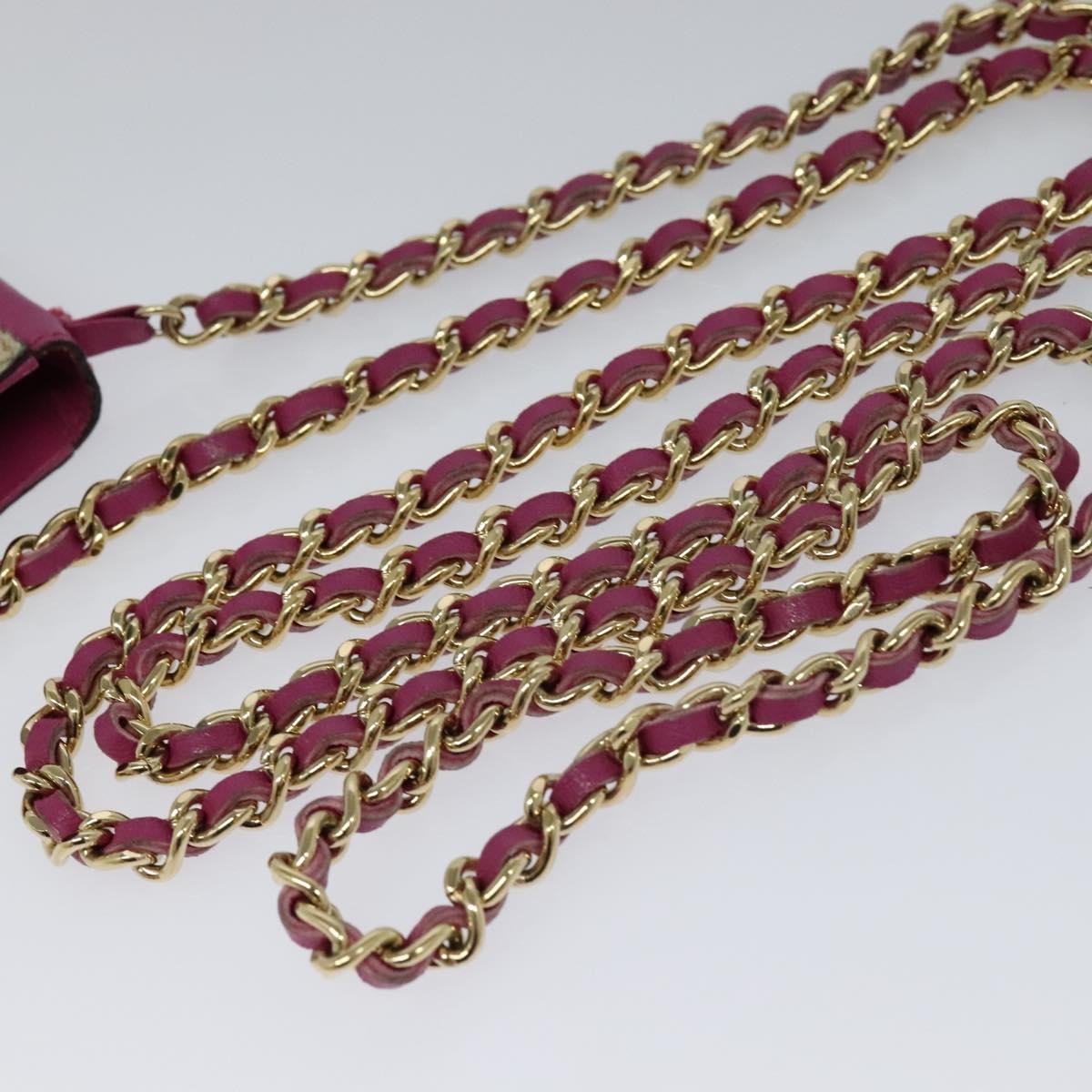 Chanel Vintage Card Case with Charm Quilted Lambskin, PINK, LEATHER, Card Holders