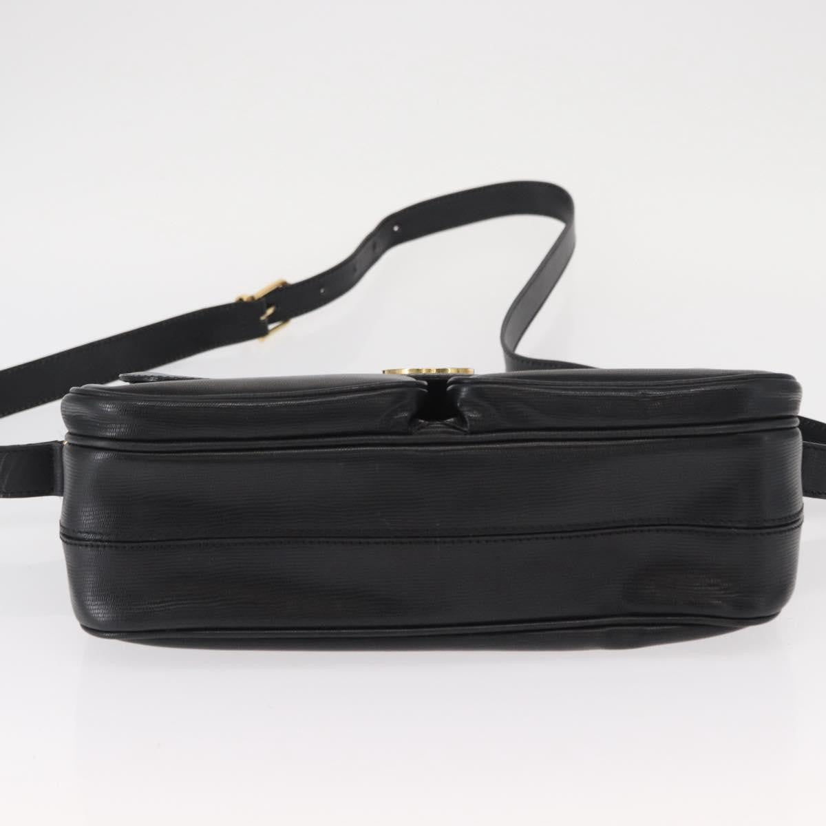 Celine Circle Logo Shoulder Bag Leather, BLACK, LEATHER, Shoulder bag
