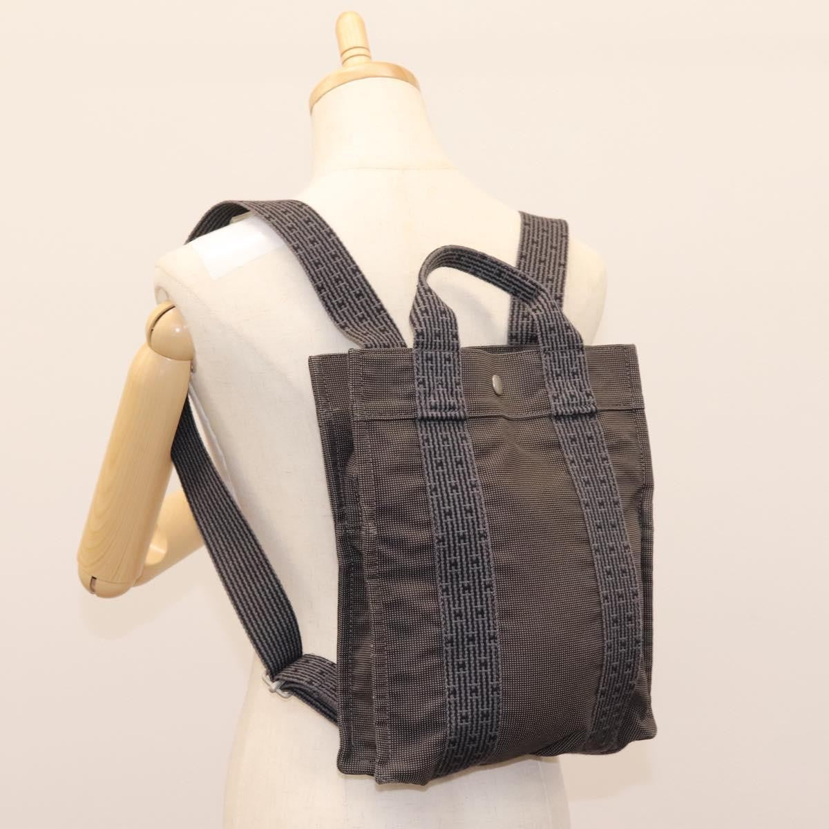 Hermes Herline Backpack Canvas, GRAY, CANVAS, Backpack
