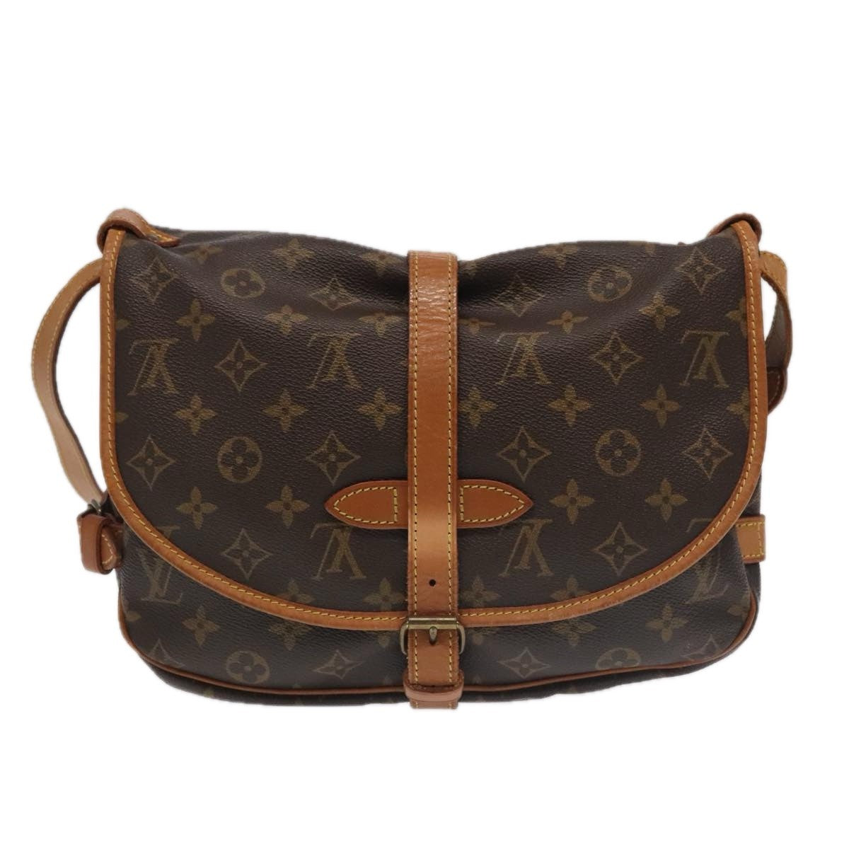 Louis Vuitton Saumur Handbag Monogram Canvas, BROWN, CANVAS, Handbag