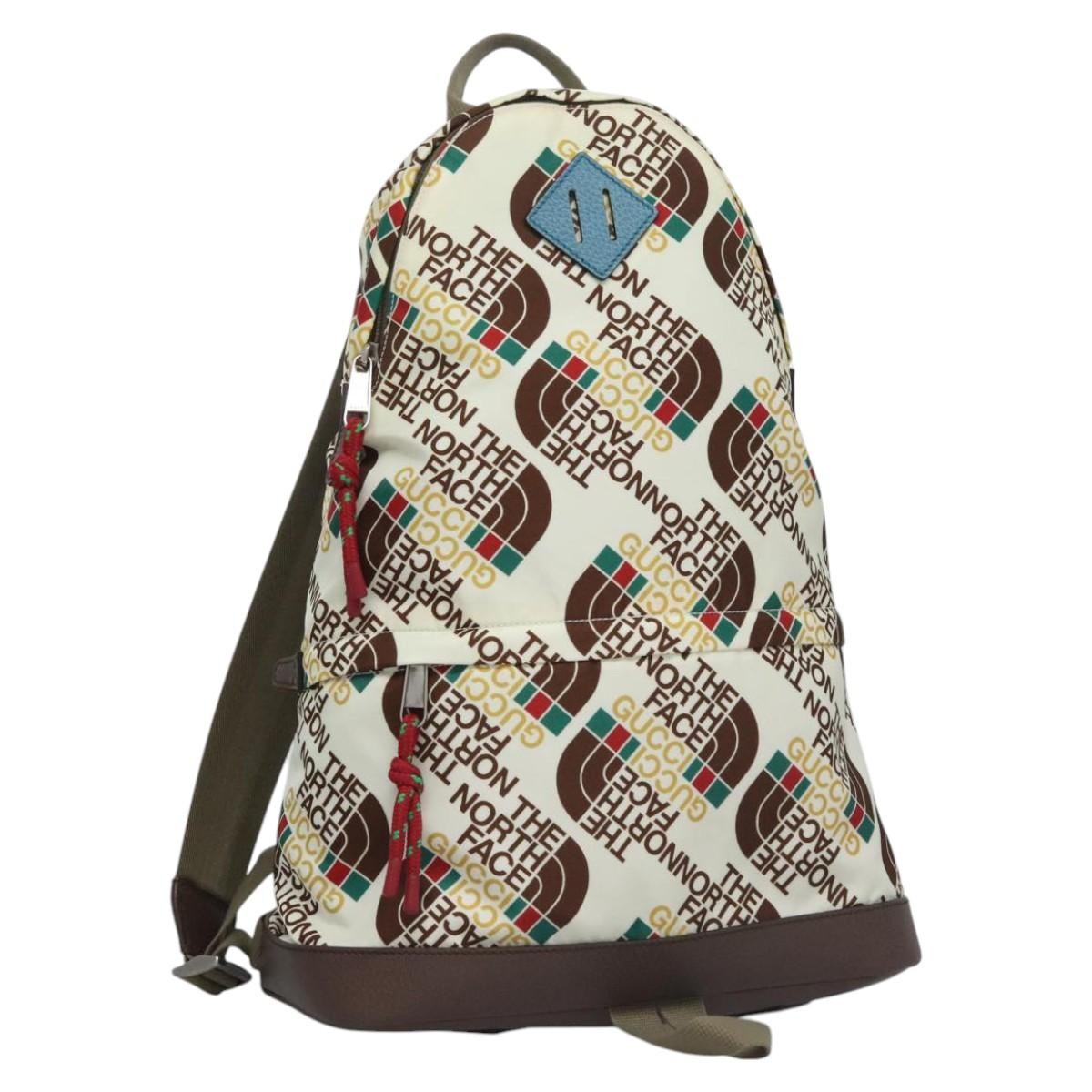 Gucci Gucci x The North Face Zip Backpack Printed Nylon, ECRU, NYLON, Backpack