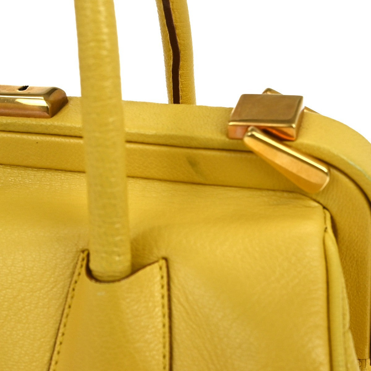 Prada Vintage Bauletto Bag Leather, YELLOW, LEATHER, Handbag