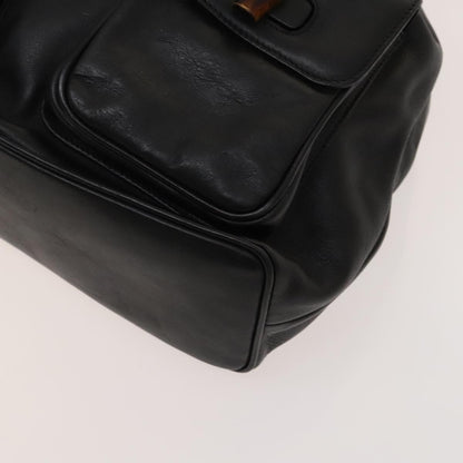 Gucci Vintage Bamboo Backpack Leather, Black, Leather, Backpack
