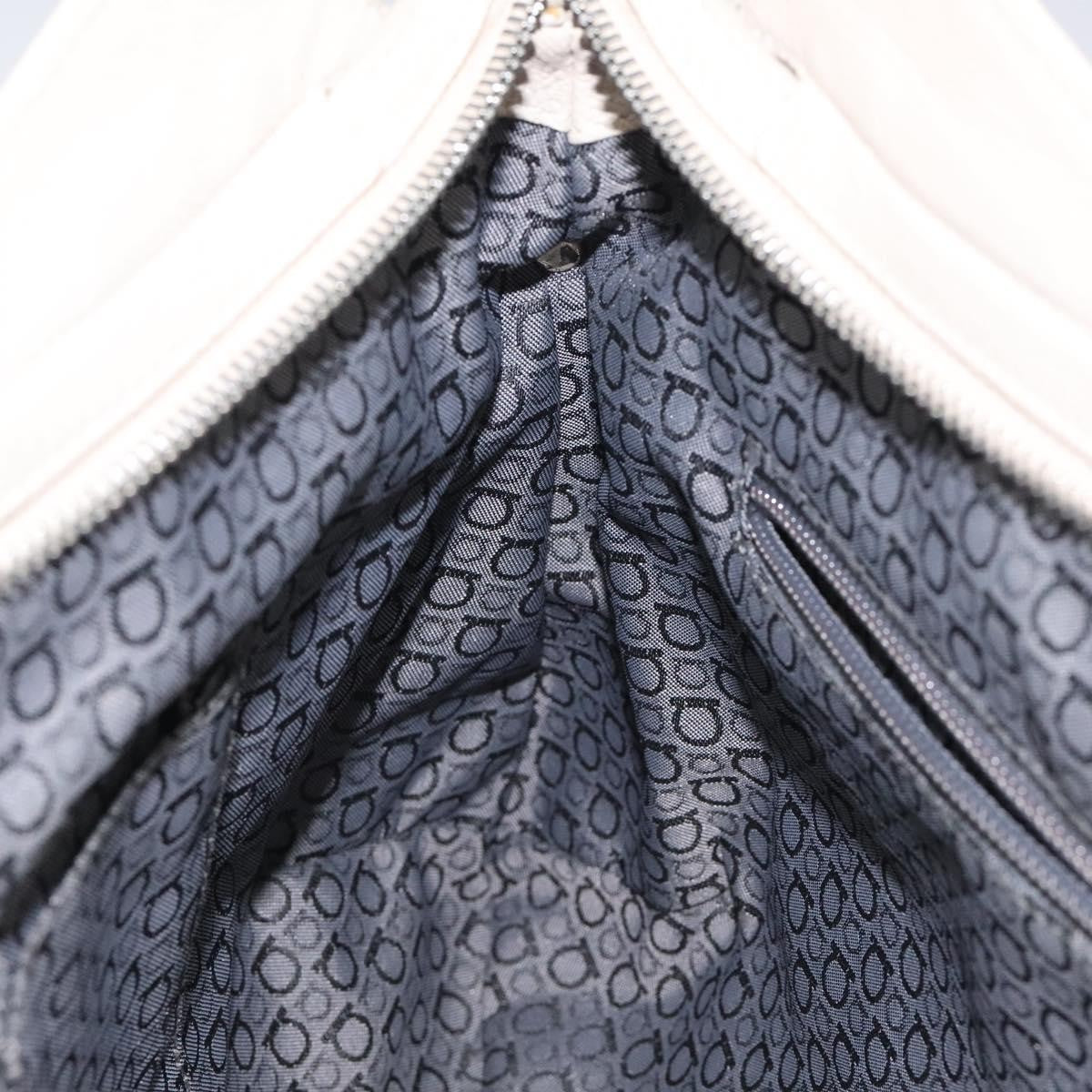 Salvatore Ferragamo Gancini handbag Leather, WHITE, LEATHER, Handbag