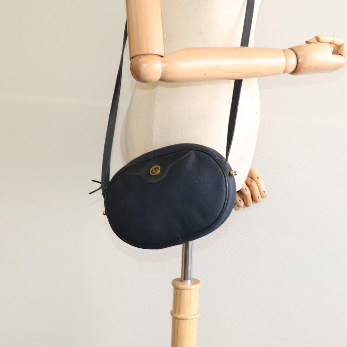 Christian Dior Vintage Honeycomb Shoulder Bag Canvas, NAVY, CANVAS, Shoulder bag