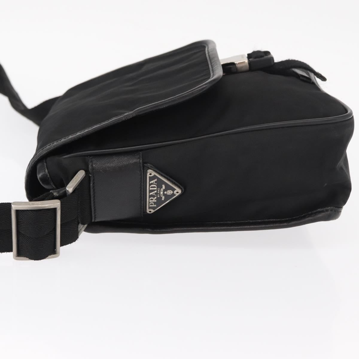 Prada Logo Flap Messenger Bag Tessuto, Black, Nylon, Shoulder Bag