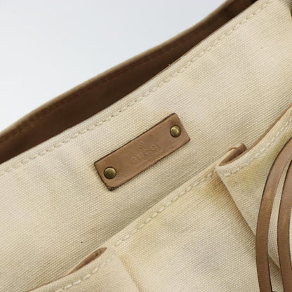 Gucci Bamboo Front Pocket Tote Canvas, ECRU, CANVAS, Tote bag