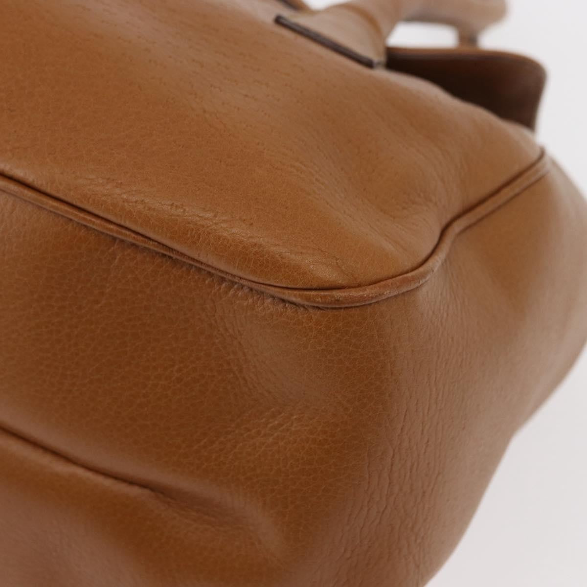 Salvatore Ferragamo Gancini Shoulder Bag Leather, BROWN, LEATHER, Shoulder bag