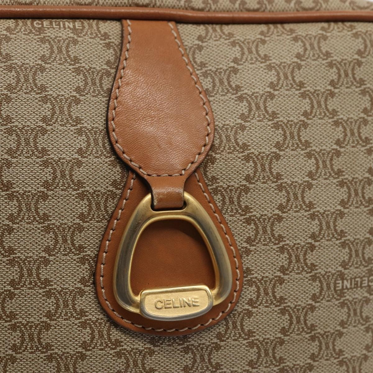 Celine Vintage Macadam Shoulder Bag Canvas and Leather, BEIGE, CANVAS, Shoulder bag
