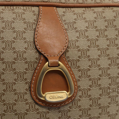 Celine Vintage Macadam Shoulder Bag Canvas and Leather, BEIGE, CANVAS, Shoulder bag