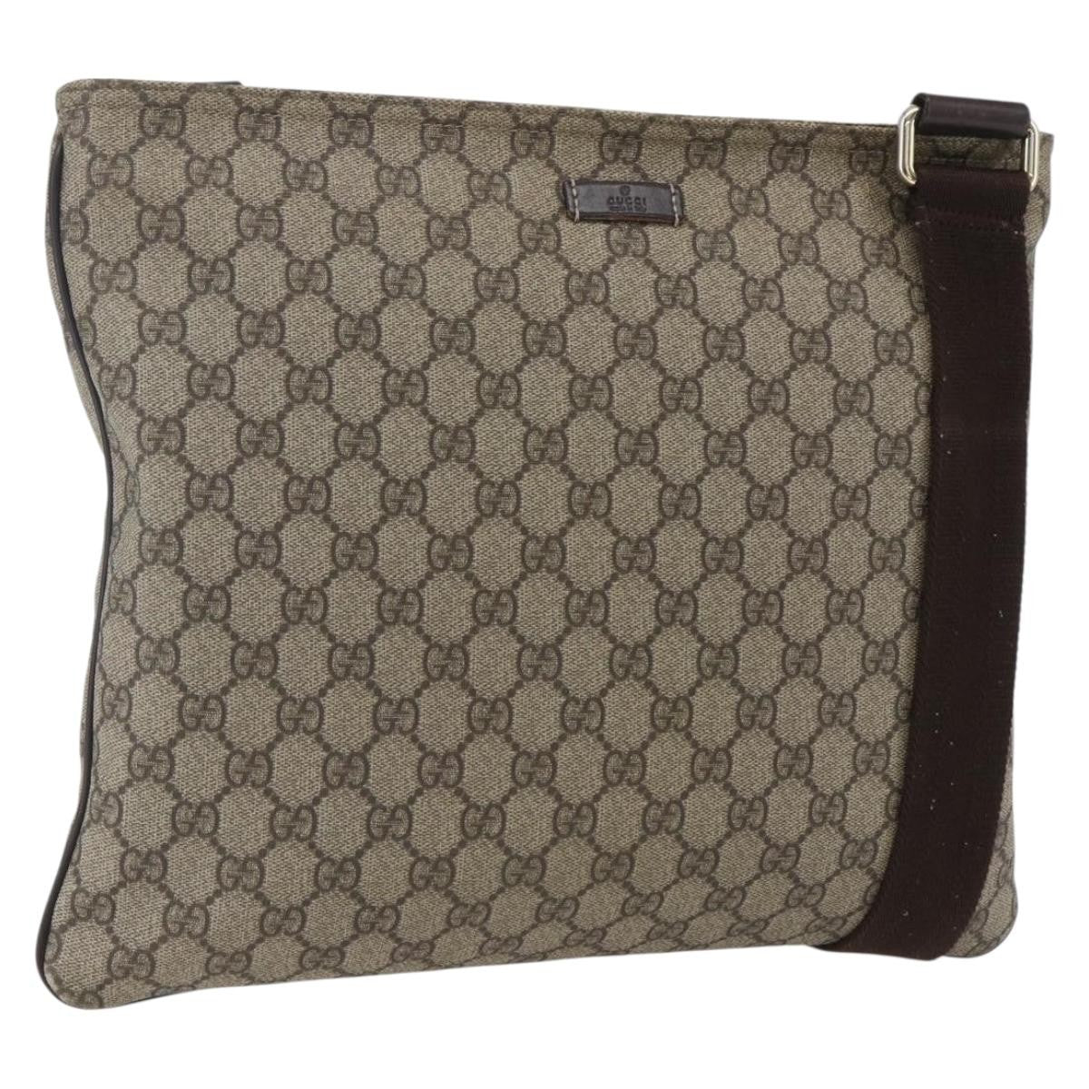 Gucci Zip Top Messenger Bag GG Coated Canvas, BEIGE, CANVAS, Shoulder bag