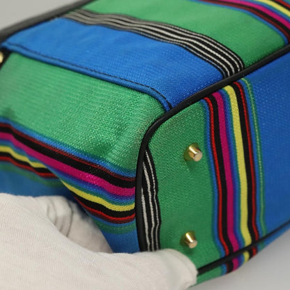 Versace Vanity Hand Bag Canvas and Leather, BLUE, CANVAS, Clutche & pouche