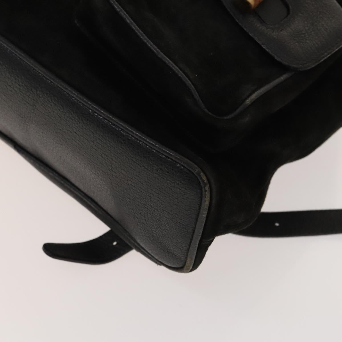 Gucci Vintage Bamboo Backpack Suede, BLACK, SUEDE, Backpack