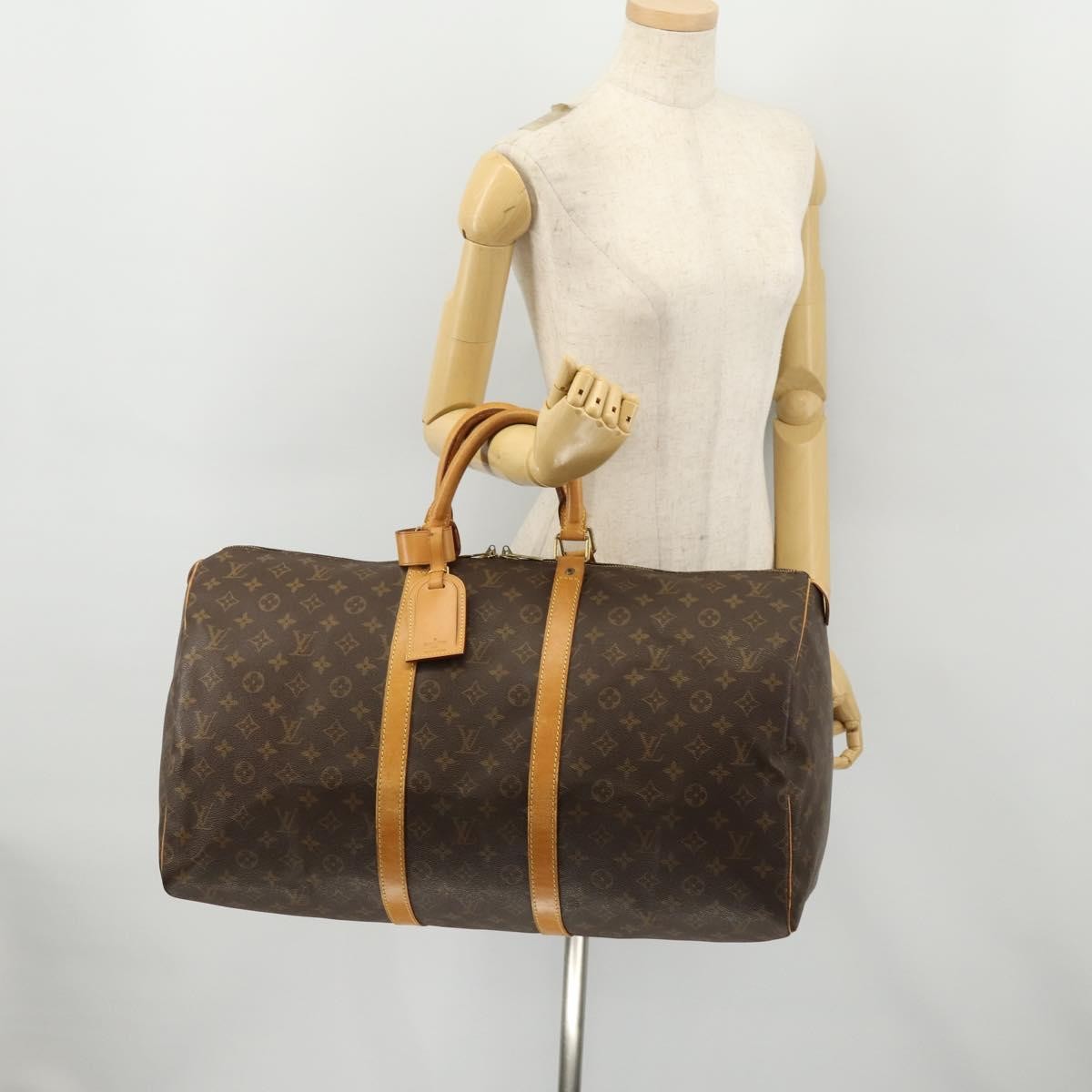 Louis Vuitton Keepall Bag Monogram Canvas, BROWN, CANVAS, Travel bag