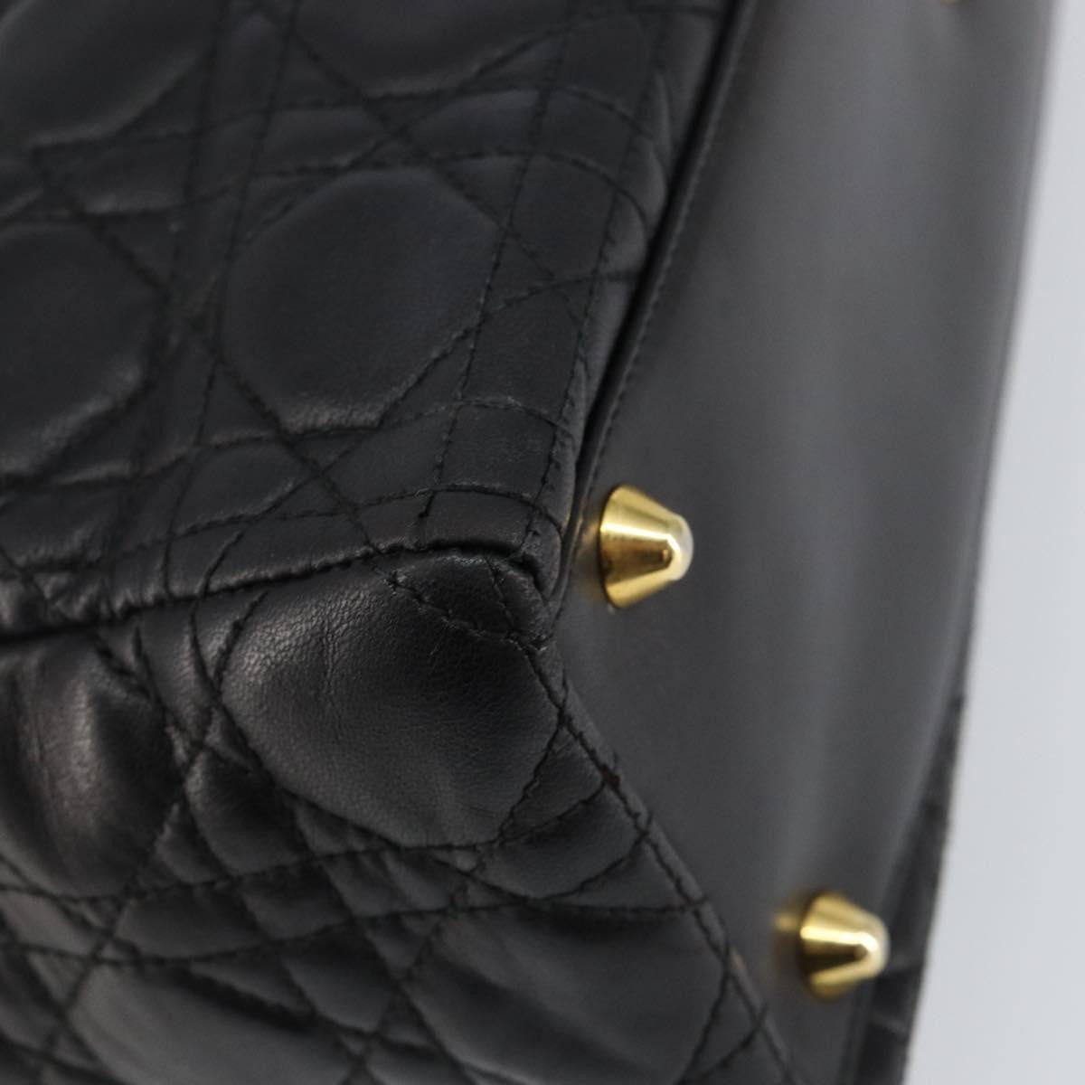 Christian Dior Vintage Lady Dior Bag Cannage Quilt Lambskin, BLACK, LEATHER, Handbag