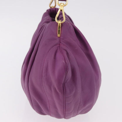 Prada Pleats Shoulder Bag Cervo Leather, Purple, Leather, Handbag
