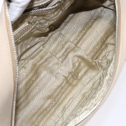 Prada Bauletto Bag Canvas with Leather, BEIGE, CANVAS, Handbag