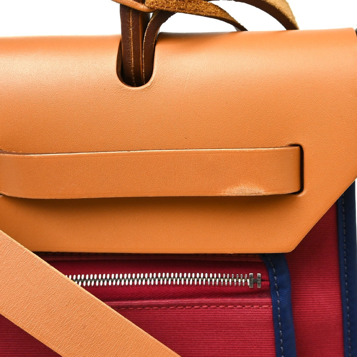 Hermes Herbag Zip Leather and Toile, Multicolour, Canvas, Handbag