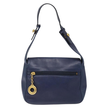 Celine Circle logo Leather, BLUE, LEATHER, Handbag