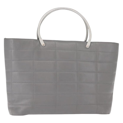 Chanel Vintage Chocolate Bar Metal Ring Tote Quilted Lambskin, GRAY, LEATHER, Tote bag