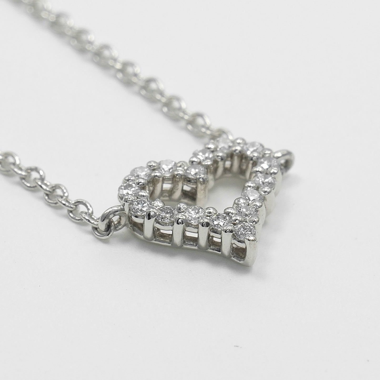 Tiffany & Co. Sentimental Heart 3 Diamond Pendant Necklace 18K Rose Gold with Diamonds, CLEAR, SILVER, Necklace