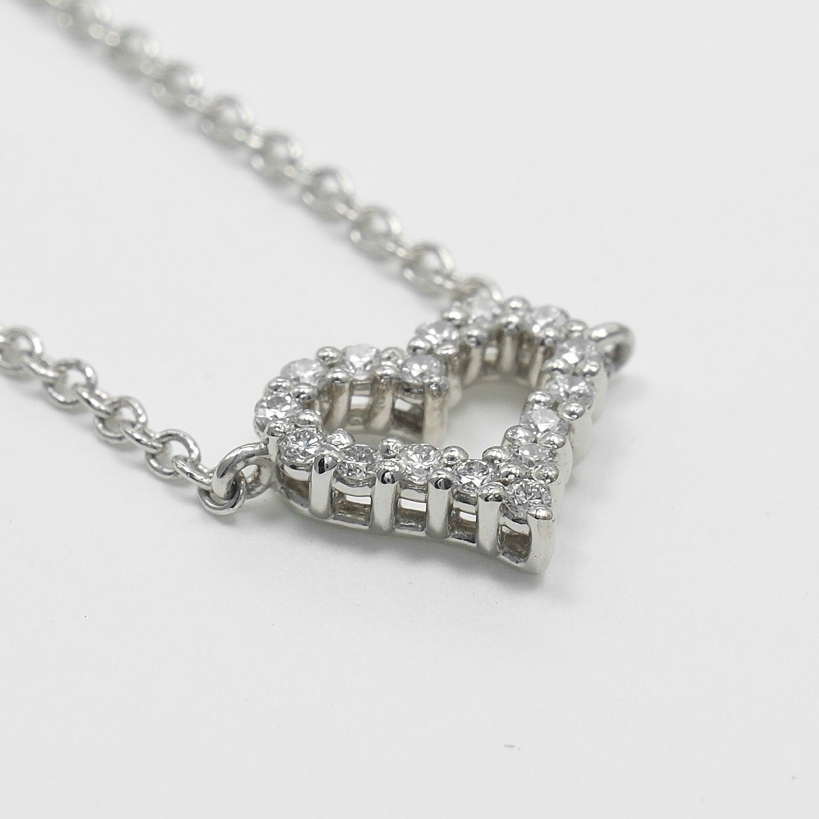 Tiffany & Co. Sentimental Heart 3 Diamond Pendant Necklace 18K Rose Gold with Diamonds, CLEAR, SILVER, Necklace
