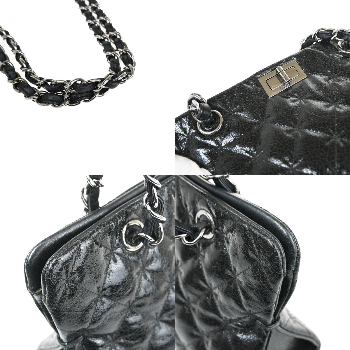 Chanel Reissue 2.55 Tote Quilted Calfskin, BLACK, PATENT_LEATHER, Shoulder bag