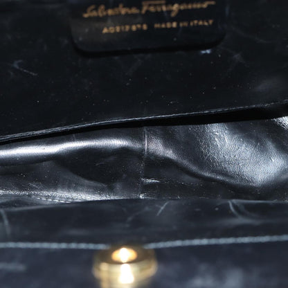 Salvatore Ferragamo Gancini handbag Leather, BLACK, LEATHER, Handbag