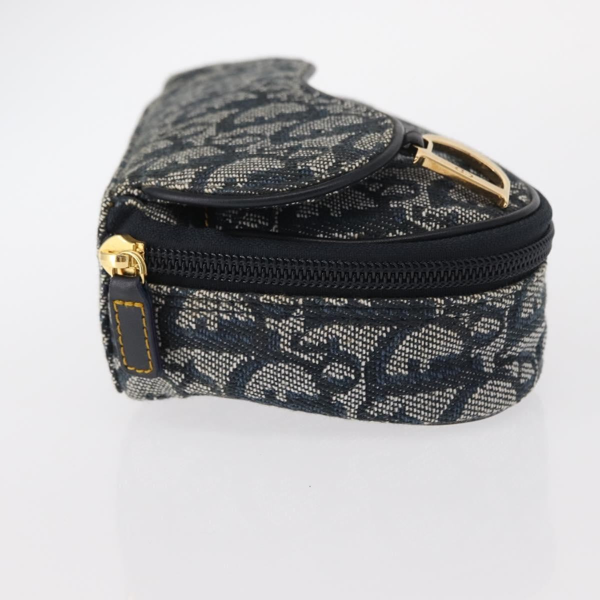 Christian Dior Saddle Zip Pouch Diorissimo Canvas, BLUE, CANVAS, Clutche & pouche