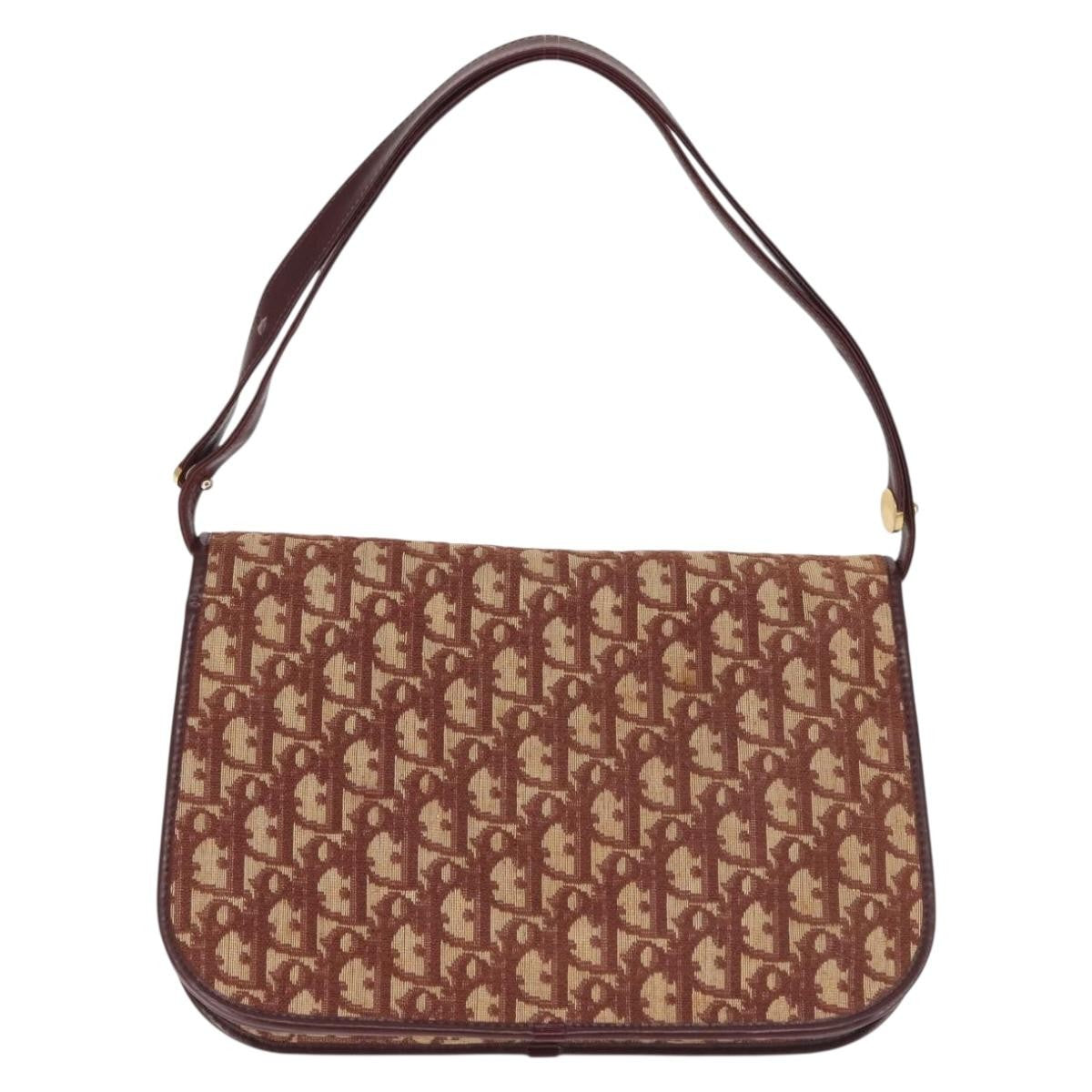 Christian Dior Vintage Trotter Flap Shoulder Bag Canvas, RED, CANVAS, Shoulder bag