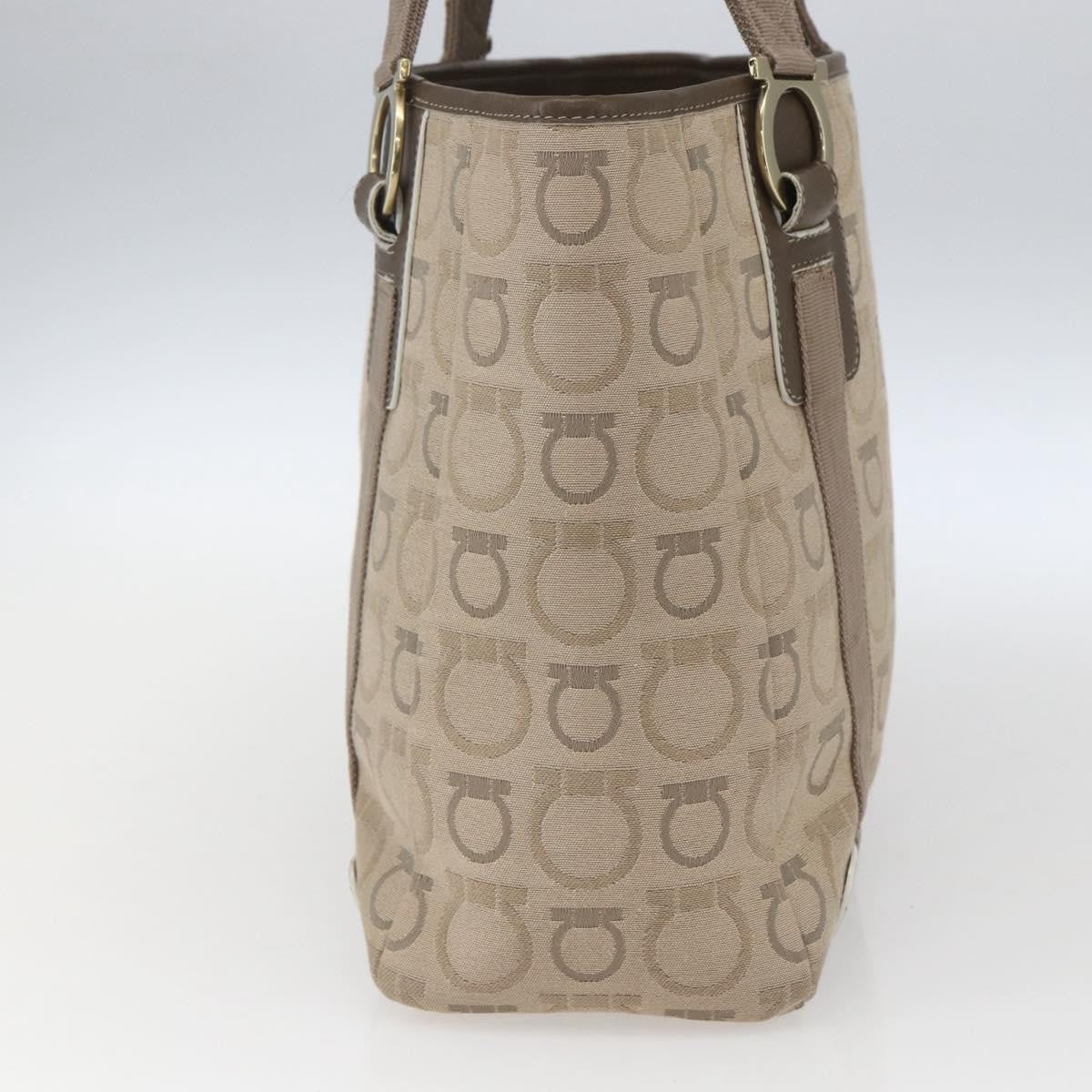 Salvatore Ferragamo Gancini Tote Gancini Canvas, BEIGE, CANVAS, Tote bag