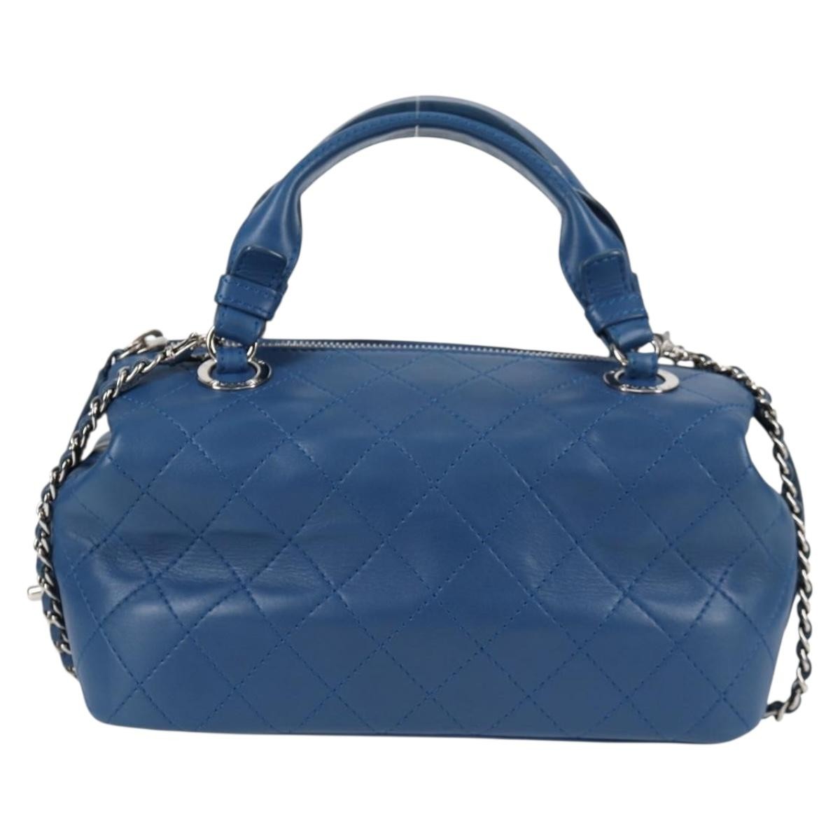 Chanel Doctor Bowling Bag Quilted Calfskin, BLUE, LEATHER, Handbag