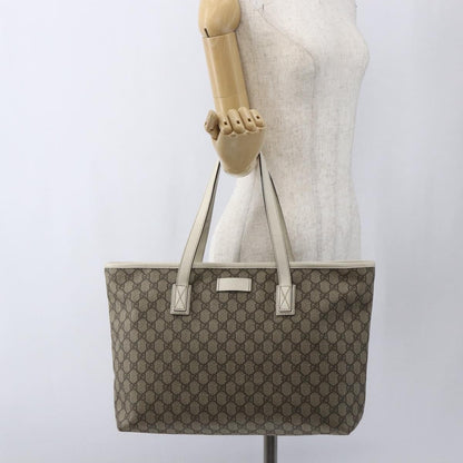 Gucci Plus Tote GG Coated Canvas with Leather, Beige, Canvas, Tote Bag
