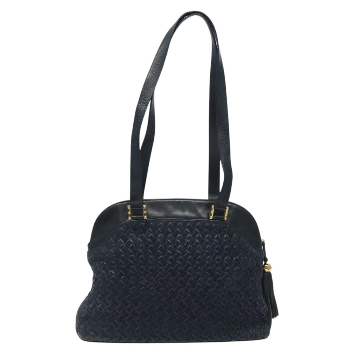 Bally Vintage Shoulder Bag Leather, NAVY, LEATHER, Shoulder bag