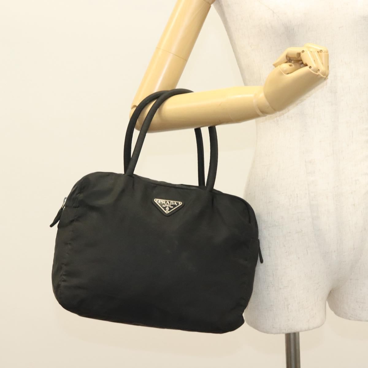 Prada Vintage Zip Handbag Tessuto, BLACK, NYLON, Handbag