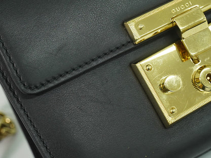 Gucci Padlock Shoulder Bag Leather, BLACK, LEATHER, Shoulder bag