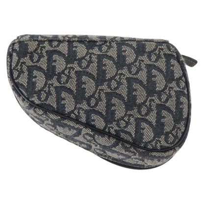 Christian Dior Saddle Zip Pouch Diorissimo Canvas, NAVY, CANVAS, Clutche & pouche