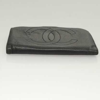 Chanel Vintage CC Bifold Wallet Leather, BLACK, LEATHER, Wallets