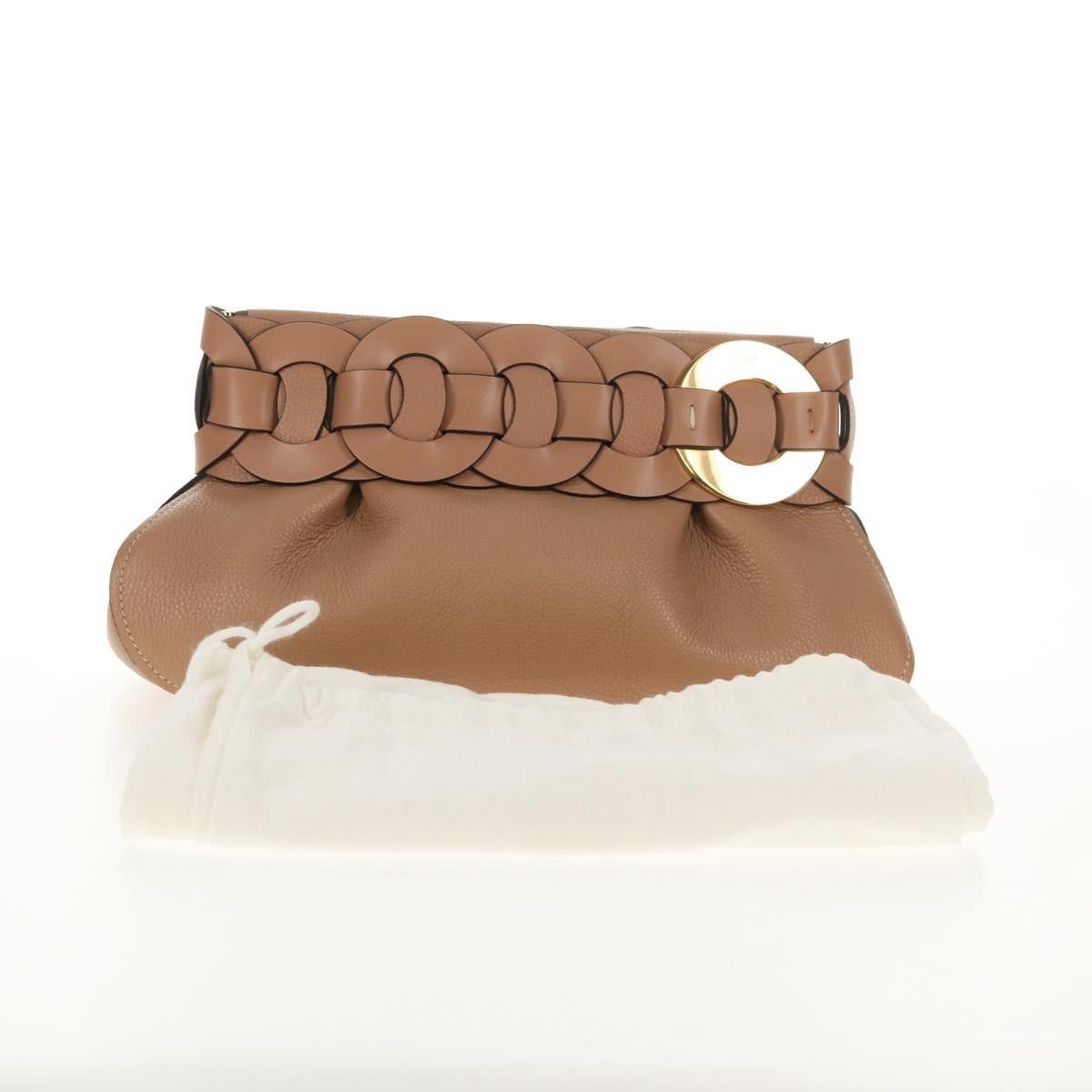 Chloe Darryl Clutch Leather, BEIGE, LEATHER, Clutche & pouche