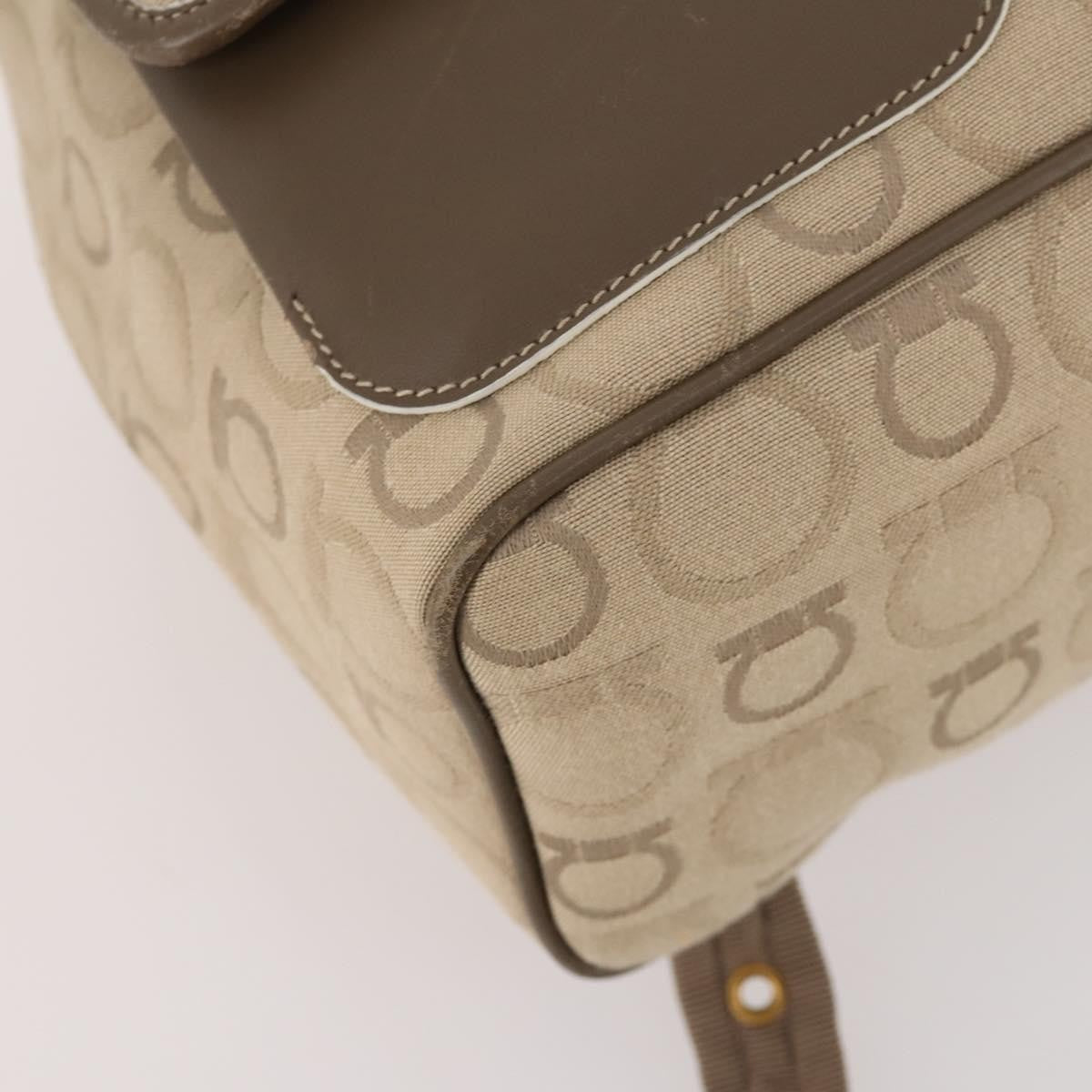 Salvatore Ferragamo Gancini Backpack Canvas, BEIGE, CANVAS, Backpack