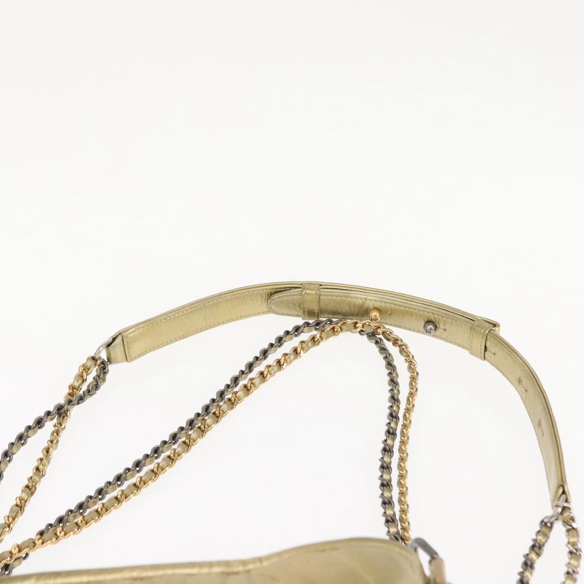 Chanel Gabrielle Hobo Quilted Metallic Aged Calfskin, GOLD, LEATHER, Shoulder bag