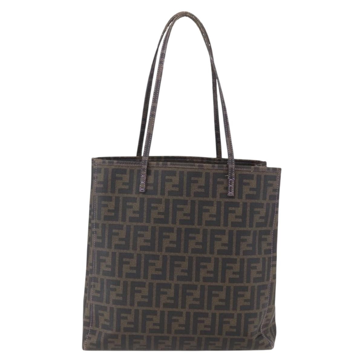 Fendi Compartment Shopping Tote Zucca Coated Canvas, BLACK, PVC, Tote bag