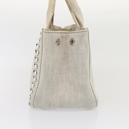 Prada Canapa Tote Rhinestone Embellished Canvas, GRAY, CANVAS, Tote bag