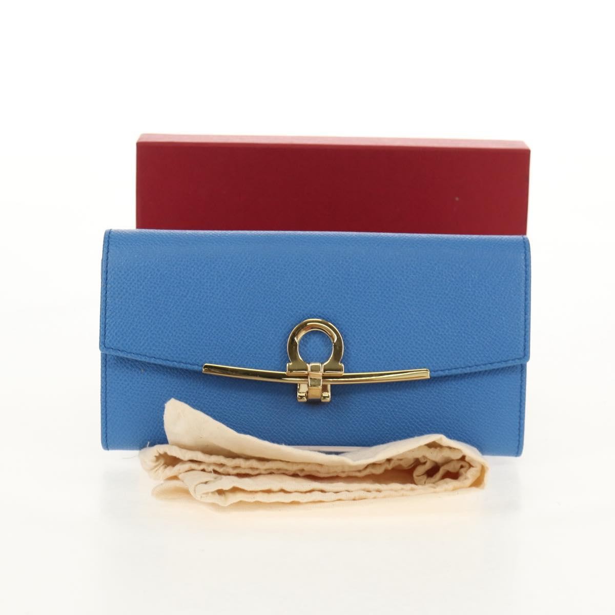 Salvatore Ferragamo Gancini Flap Continental Wallet Leather, Blue, Leather, Wallet