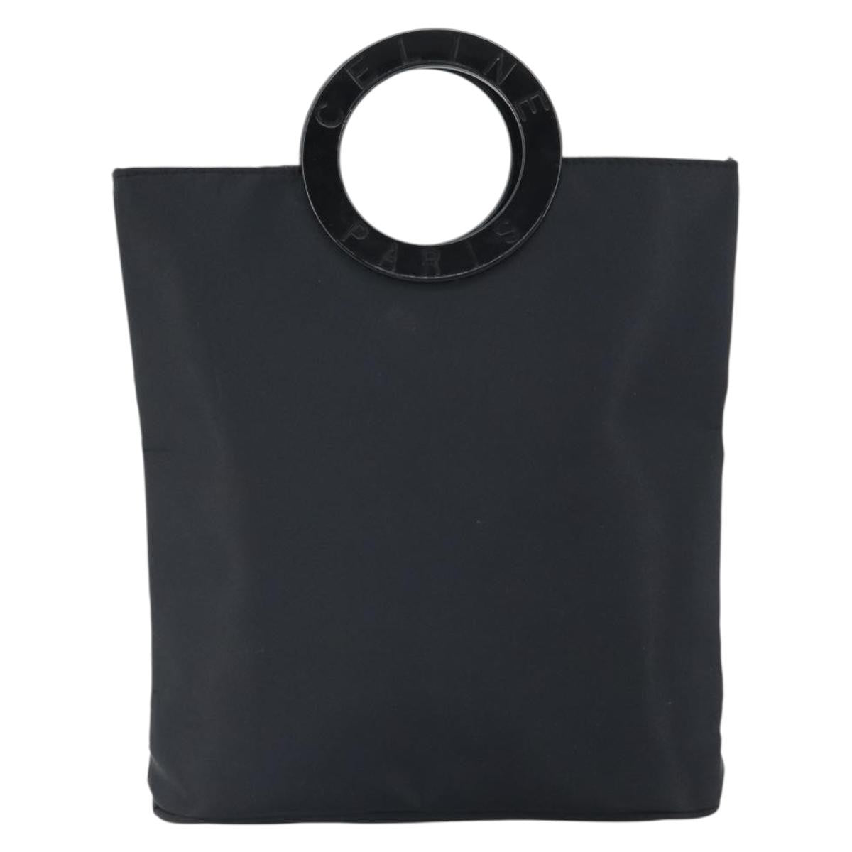 Celine Circle Logo Handbag Nylon, BLACK, NYLON, Handbag