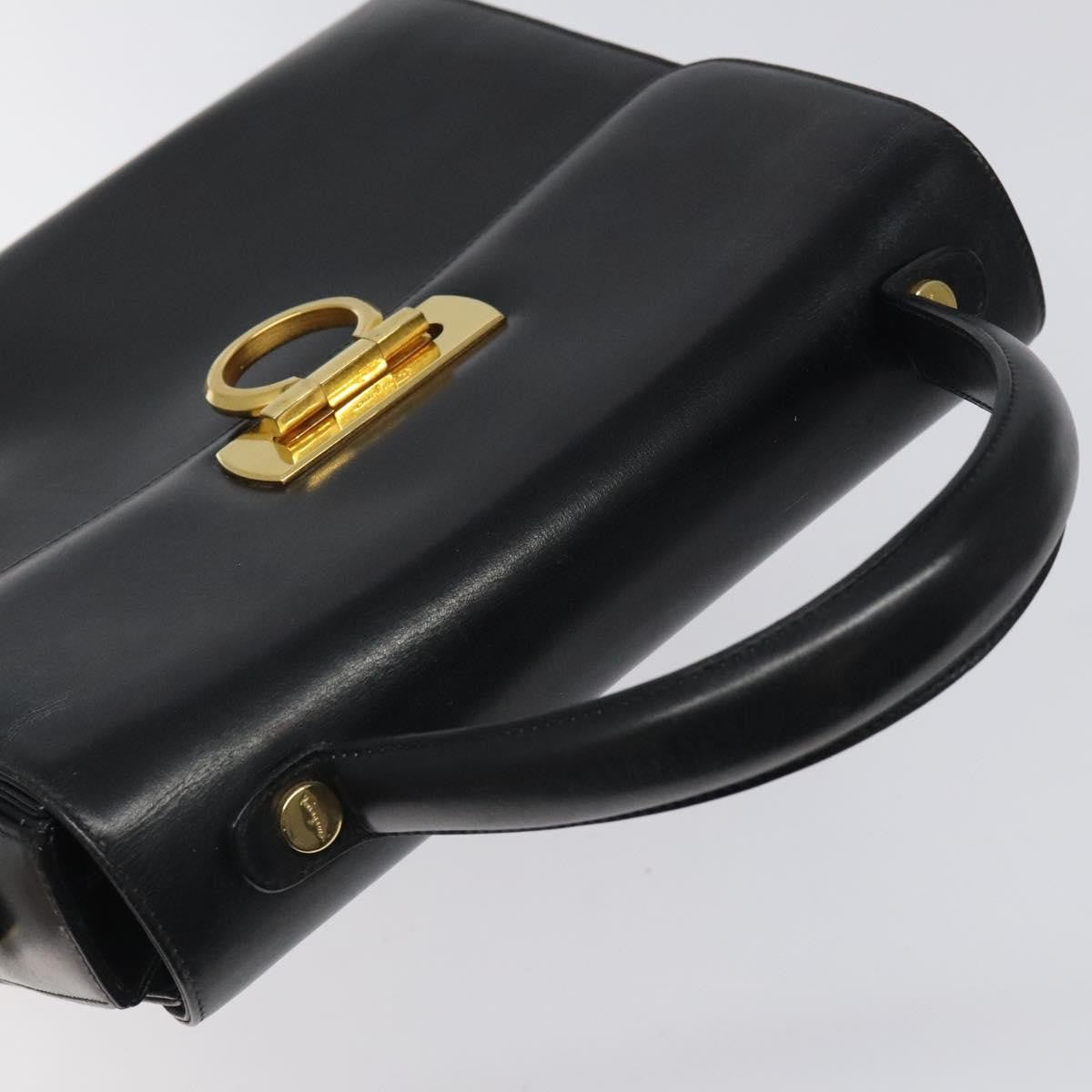 Salvatore Ferragamo Gancini handbag Leather, BLACK, LEATHER, Handbag