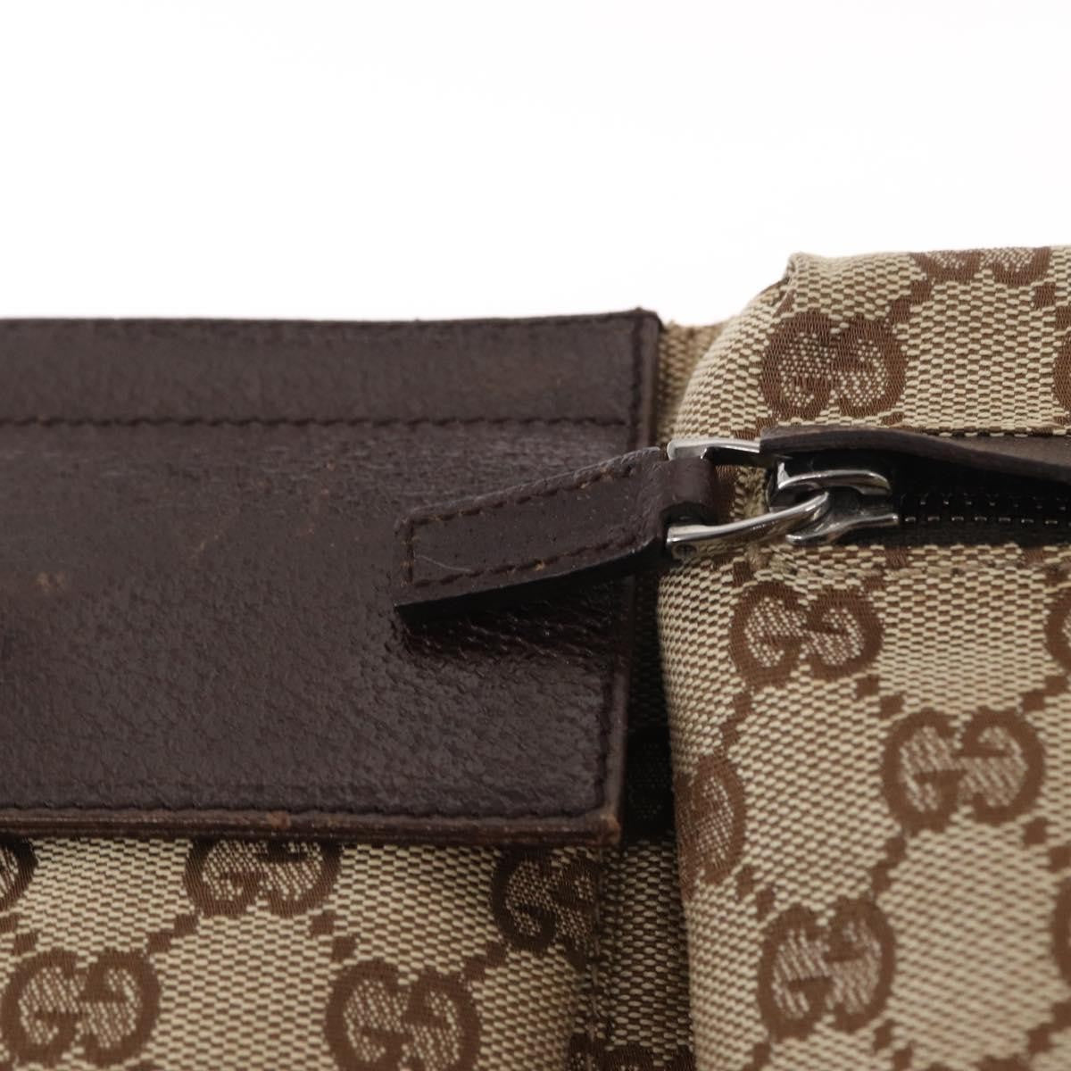 Gucci Vintage Double Belt Bag GG Canvas with Leather, BEIGE, CANVAS, Shoulder bag