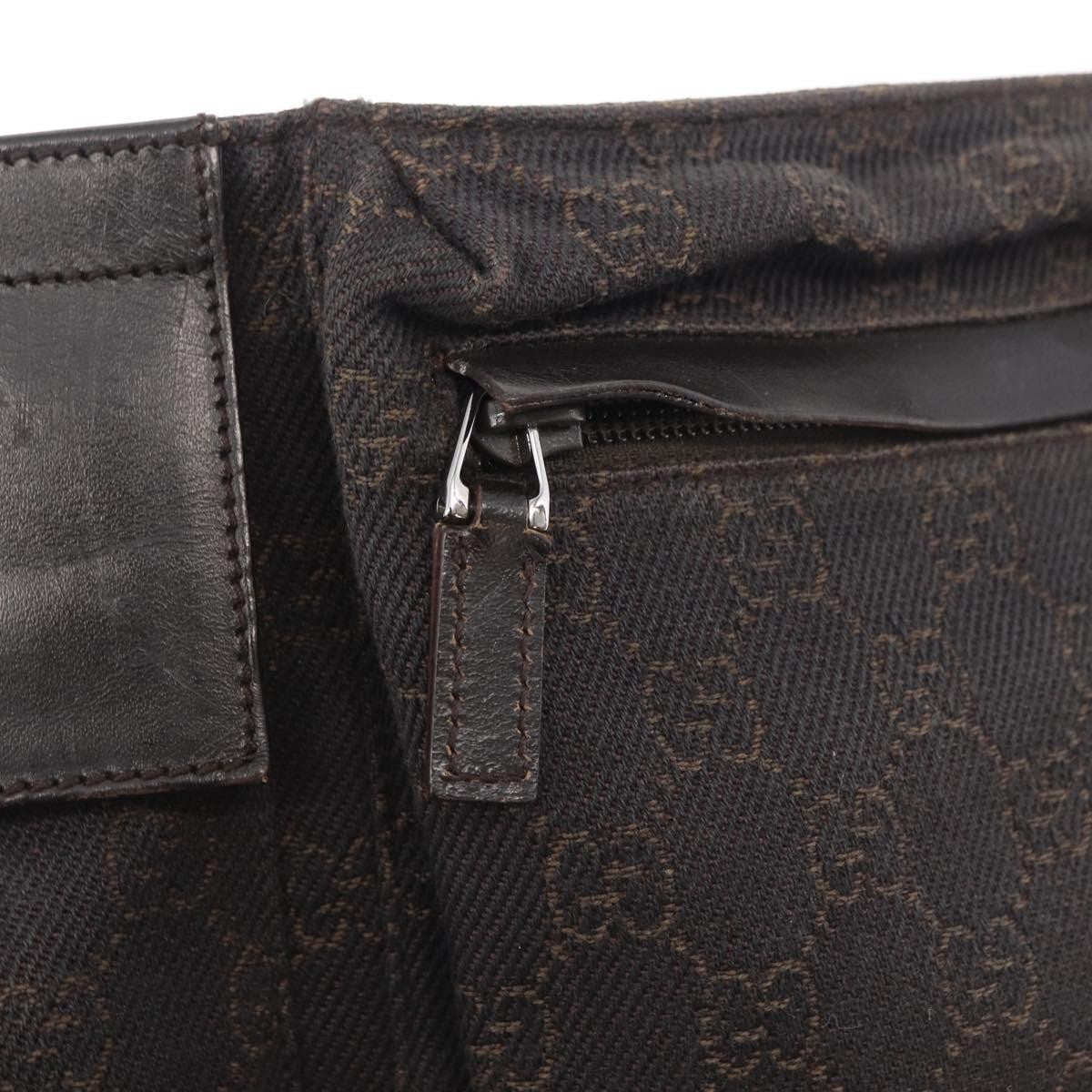 Gucci Vintage Double Belt Bag GG Canvas with Leather, BROWN, CANVAS, Clutche & pouche